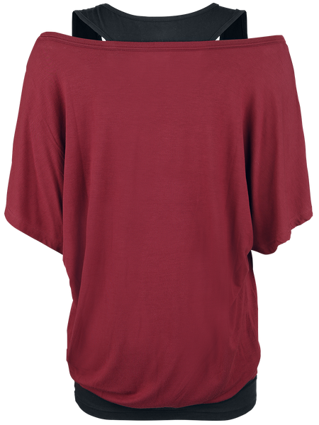 T-Shirt Manches courtes  de Black Premium by EMP - When The Heart Rules The Mind - S à 5XL - pour Femme - bordeaux/noir - Black Premium by EMP - View 2