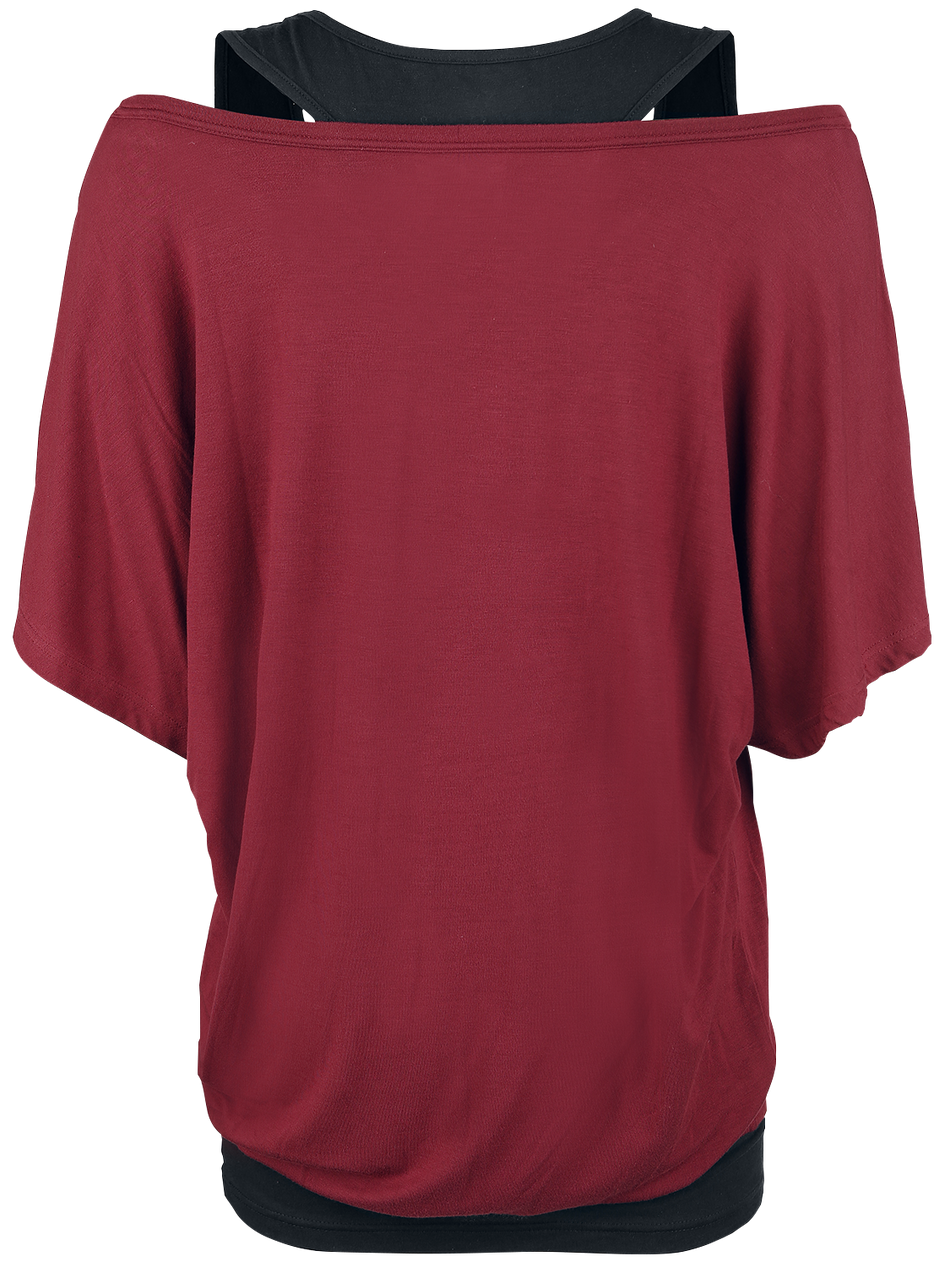 T-Shirt Manches courtes  de Black Premium by EMP - When The Heart Rules The Mind - S à 5XL - pour Femme - bordeaux/noir - Black Premium by EMP - View 2