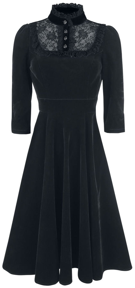 Robe mi-longue Rockabilly de H&R London - Robe En Velours Nightshade - S à 6XL - pour Femme - noir - H&R London