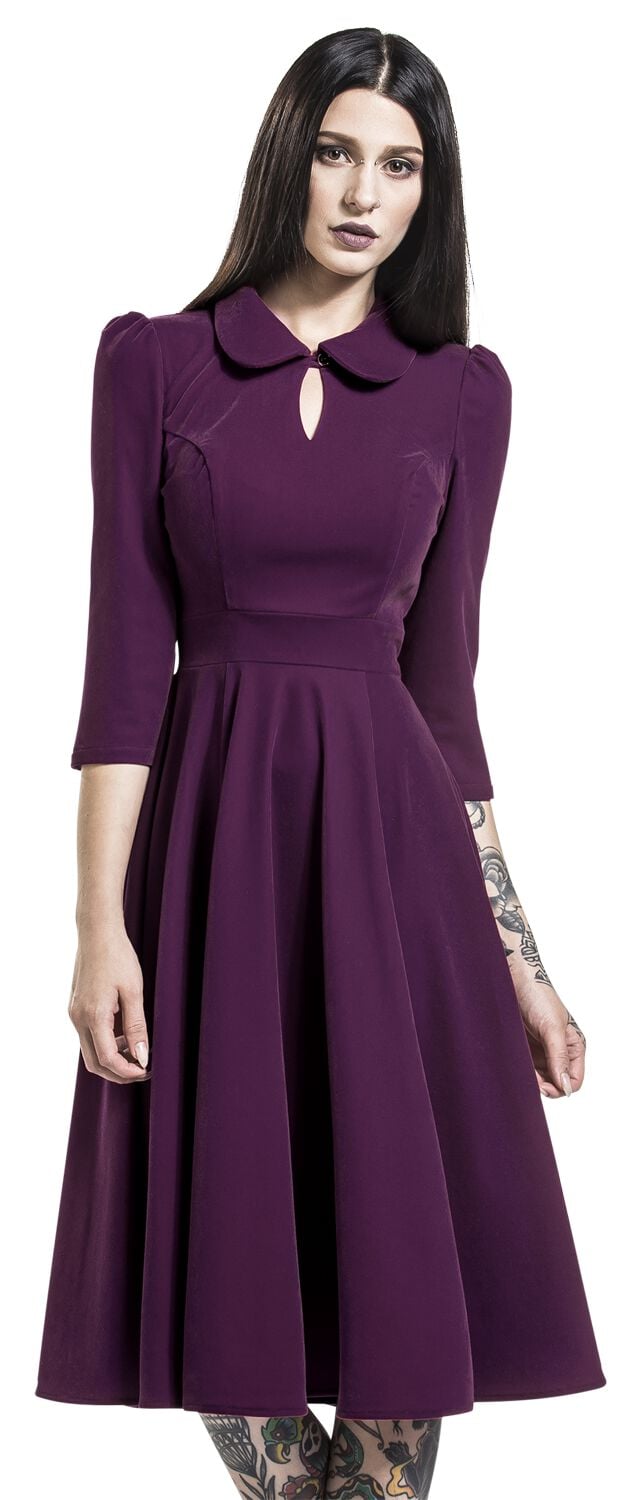 Robe mi-longue Rockabilly de H&R London - Robe De Cocktail En Velours - XS à 4XL - pour Femme - lilas - H&R London