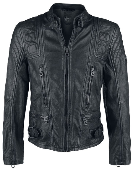 Veste en cuir  de Mauritius - Highway 2 Slim Fit LAGIV - S à 5XL - pour Homme - noir - Mauritius