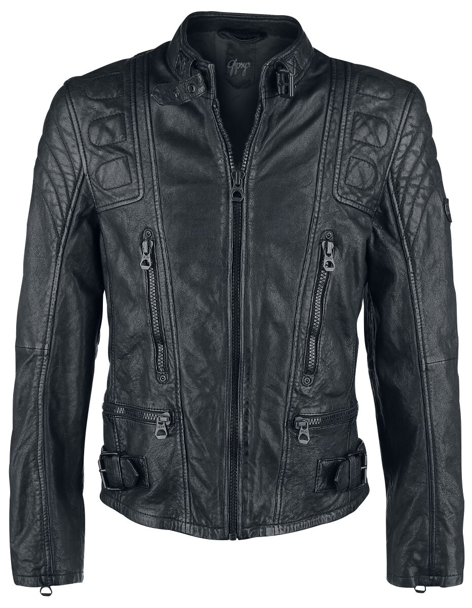 Veste en cuir  de Mauritius - Highway 2 Slim Fit LAGIV - S à 5XL - pour Homme - noir - Mauritius