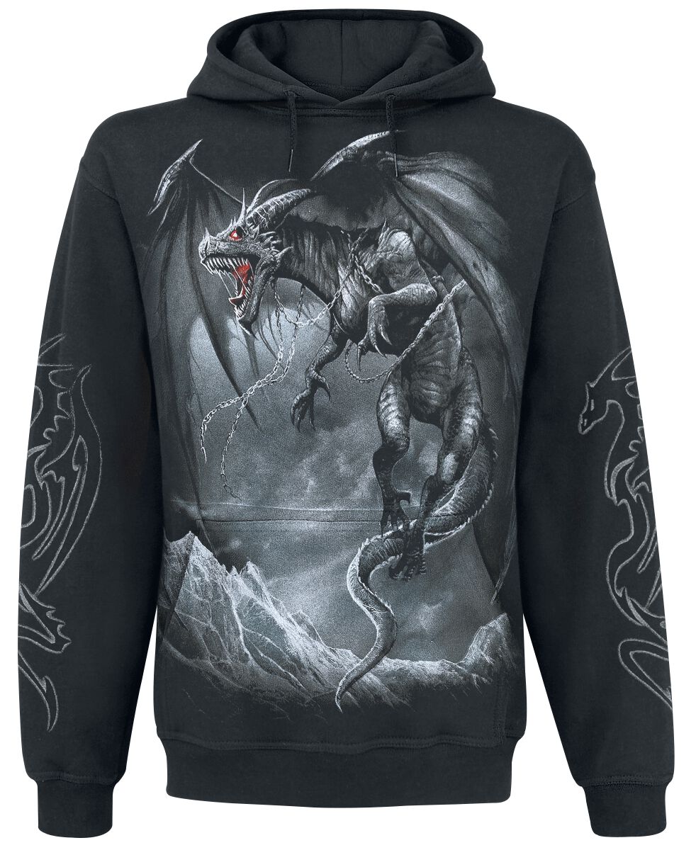 Sweat-shirt à capuche Gothic de Spiral - Dragon's Cry - S à XXL - pour Homme - noir - Spiral