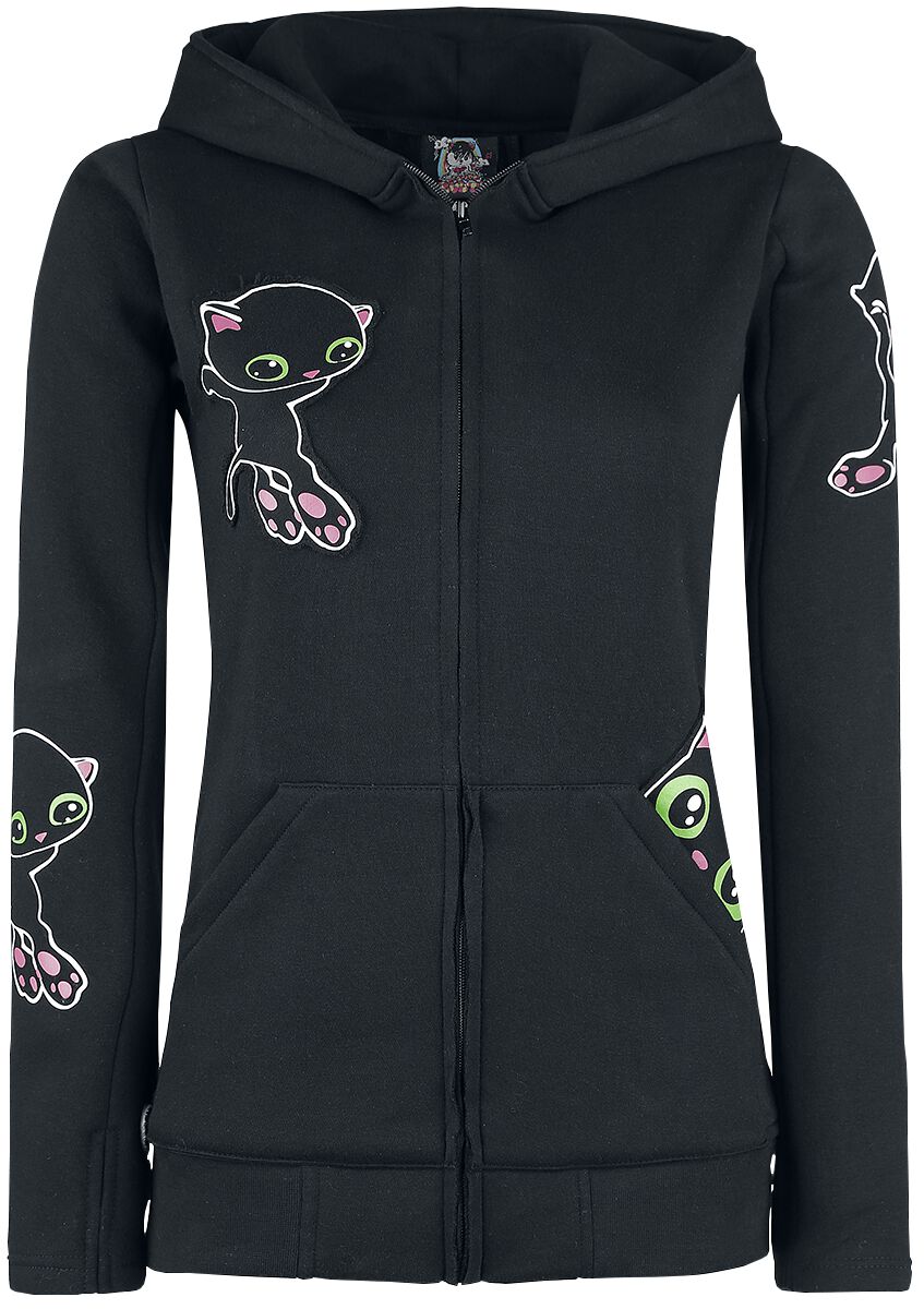 Sweat-shirt zippé à capuche  de Cupcake Cult - Black Cat Hood - S à XXL - pour Femme - noir - Cupcake Cult