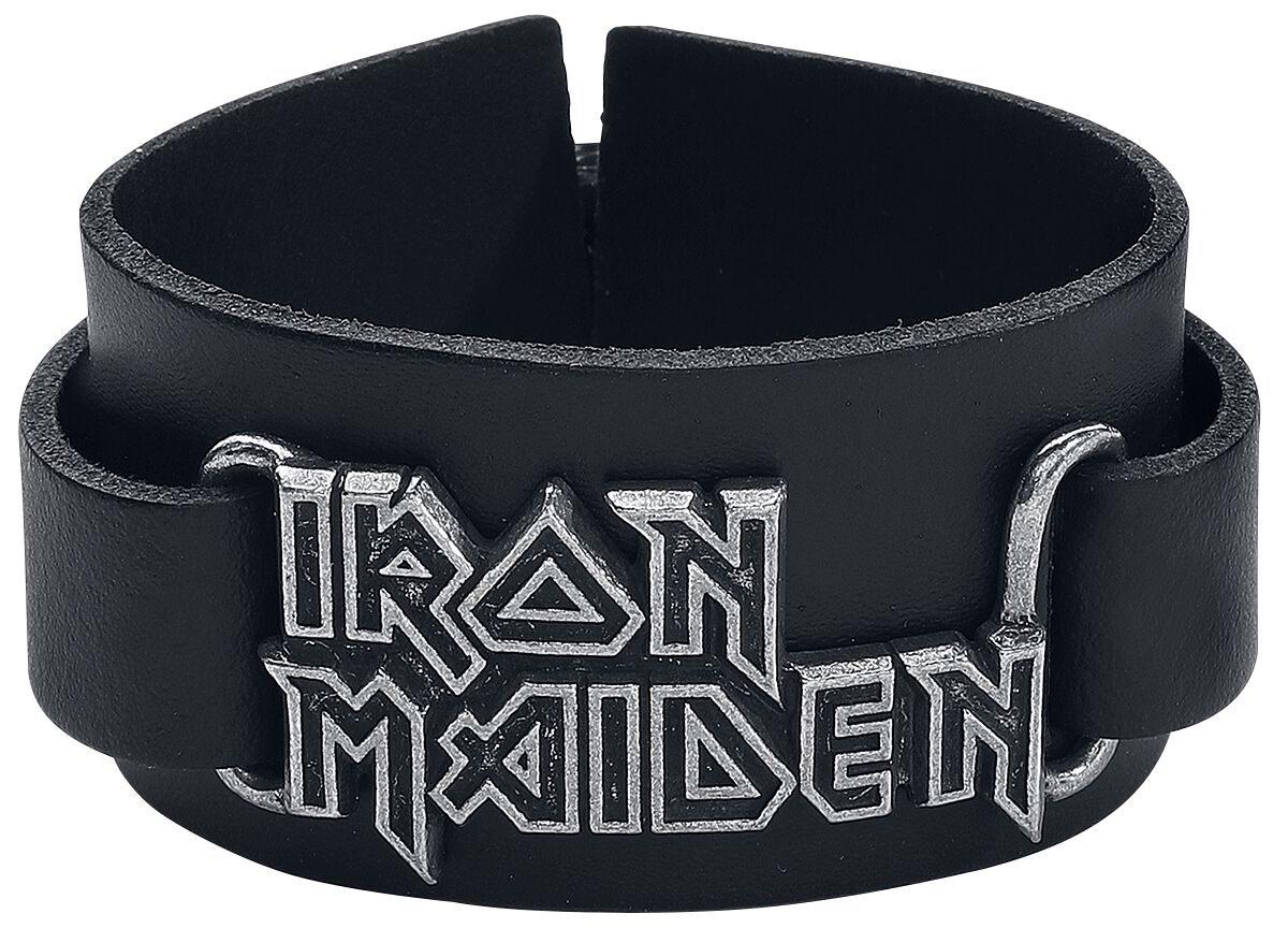 Bracelet en cuir  de Iron Maiden - Iron Maiden Logo - pour Homme - noir - Iron Maiden