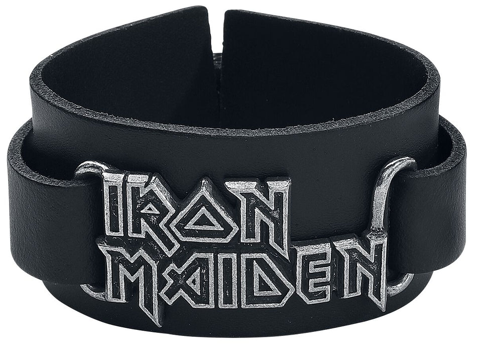 Bracelet en cuir  de Iron Maiden - Iron Maiden Logo - pour Homme - noir - Iron Maiden