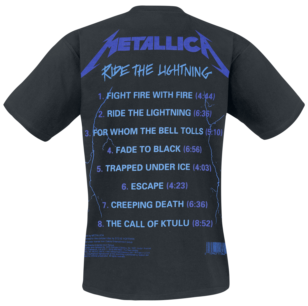 T-Shirt Manches courtes  de Metallica - Ride The Lightning - S à 5XL - pour Unisexe - noir - metallica - View 2