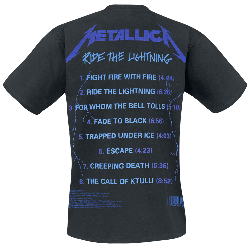 T-Shirt Manches courtes  de Metallica - Ride The Lightning - S à 5XL - pour Unisexe - noir - metallica - View 2
