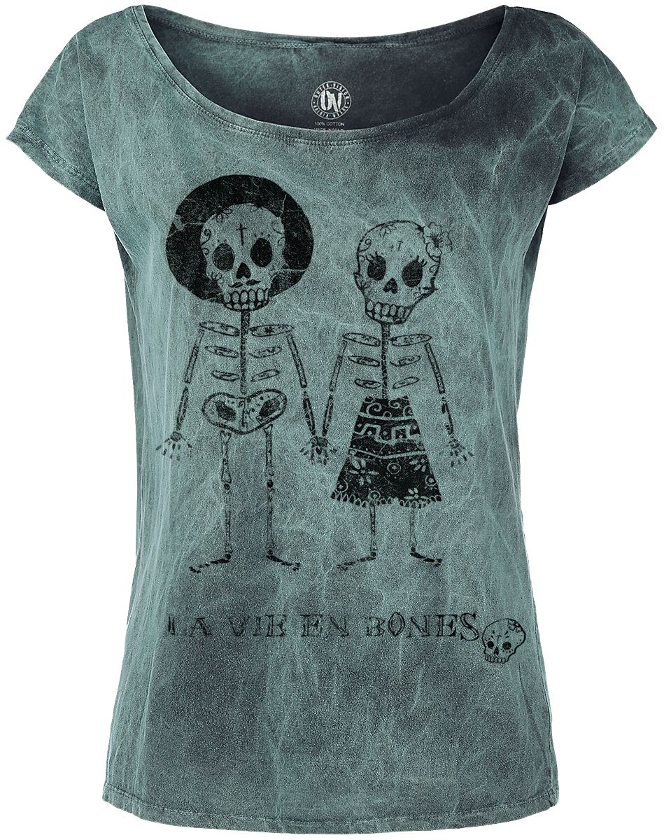 T-Shirt Manches courtes  de Outer Vision - Skeleton Lovers - S à 4XL - pour Femme - turquoise - Outer Vision