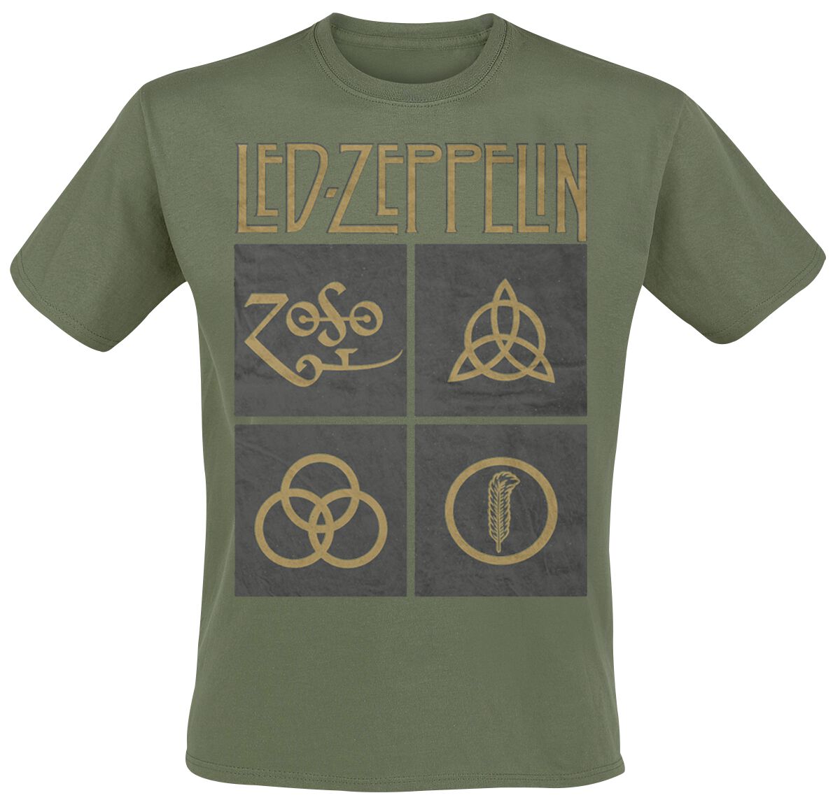 T-Shirt Manches courtes  de Led Zeppelin - Green Symbols - M à XXL - pour Homme - olive - Led Zeppelin