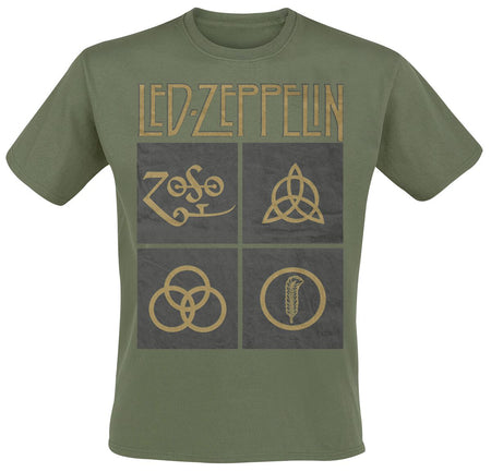 T-Shirt Manches courtes  de Led Zeppelin - Green Symbols - M à XXL - pour Homme - olive - Led Zeppelin