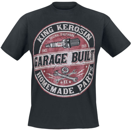T-Shirt Manches courtes Rockabilly de King Kerosin - Garage Built - S à 3XL - pour Homme - noir - King Kerosin