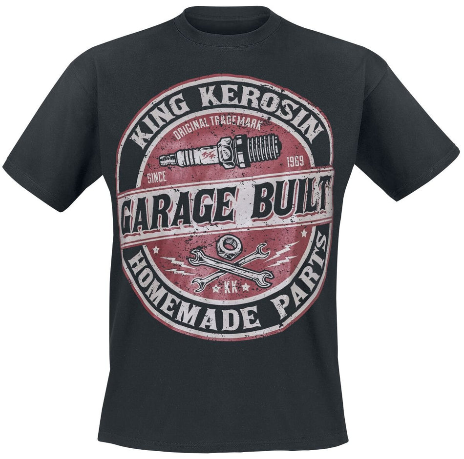 T-Shirt Manches courtes Rockabilly de King Kerosin - Garage Built - S à 3XL - pour Homme - noir - King Kerosin