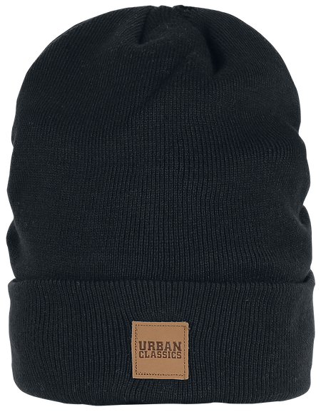 Bonnet  de Urban Classics - Bonnet Long Avec Patch En Cuir - pour Unisexe - noir - Urban Classics - View 2