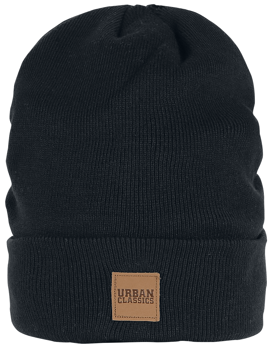 Bonnet  de Urban Classics - Bonnet Long Avec Patch En Cuir - pour Unisexe - noir - Urban Classics - View 2