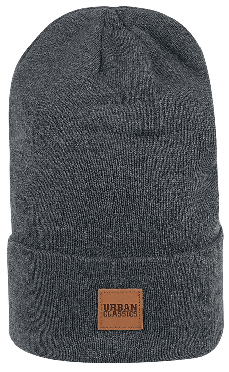 Bonnet  de Urban Classics - Bonnet Long Avec Patch En Cuir - pour Unisexe - anthracite - Urban Classics - View 2