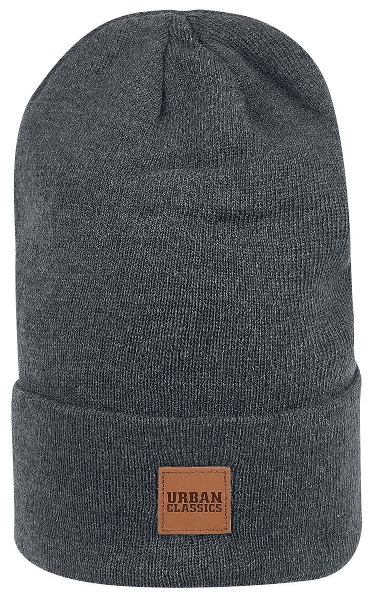Bonnet  de Urban Classics - Bonnet Long Avec Patch En Cuir - pour Unisexe - anthracite - Urban Classics - View 2