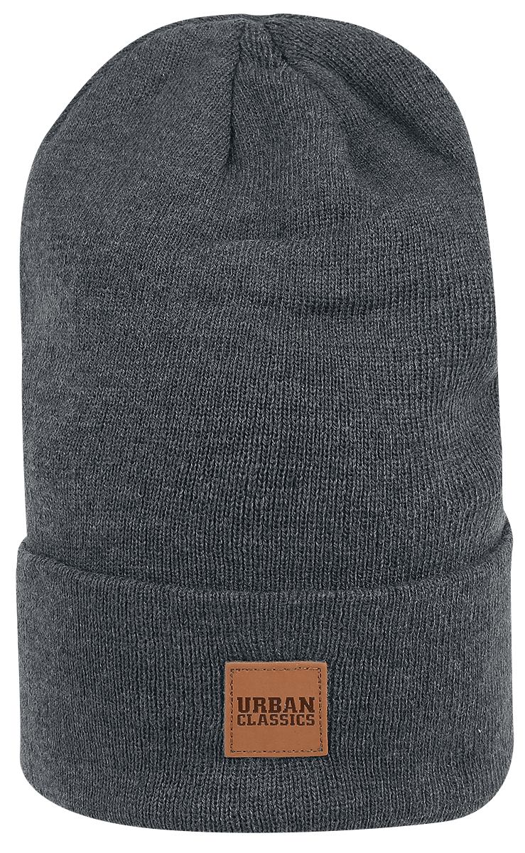Bonnet  de Urban Classics - Bonnet Long Avec Patch En Cuir - pour Unisexe - anthracite - Urban Classics - View 2