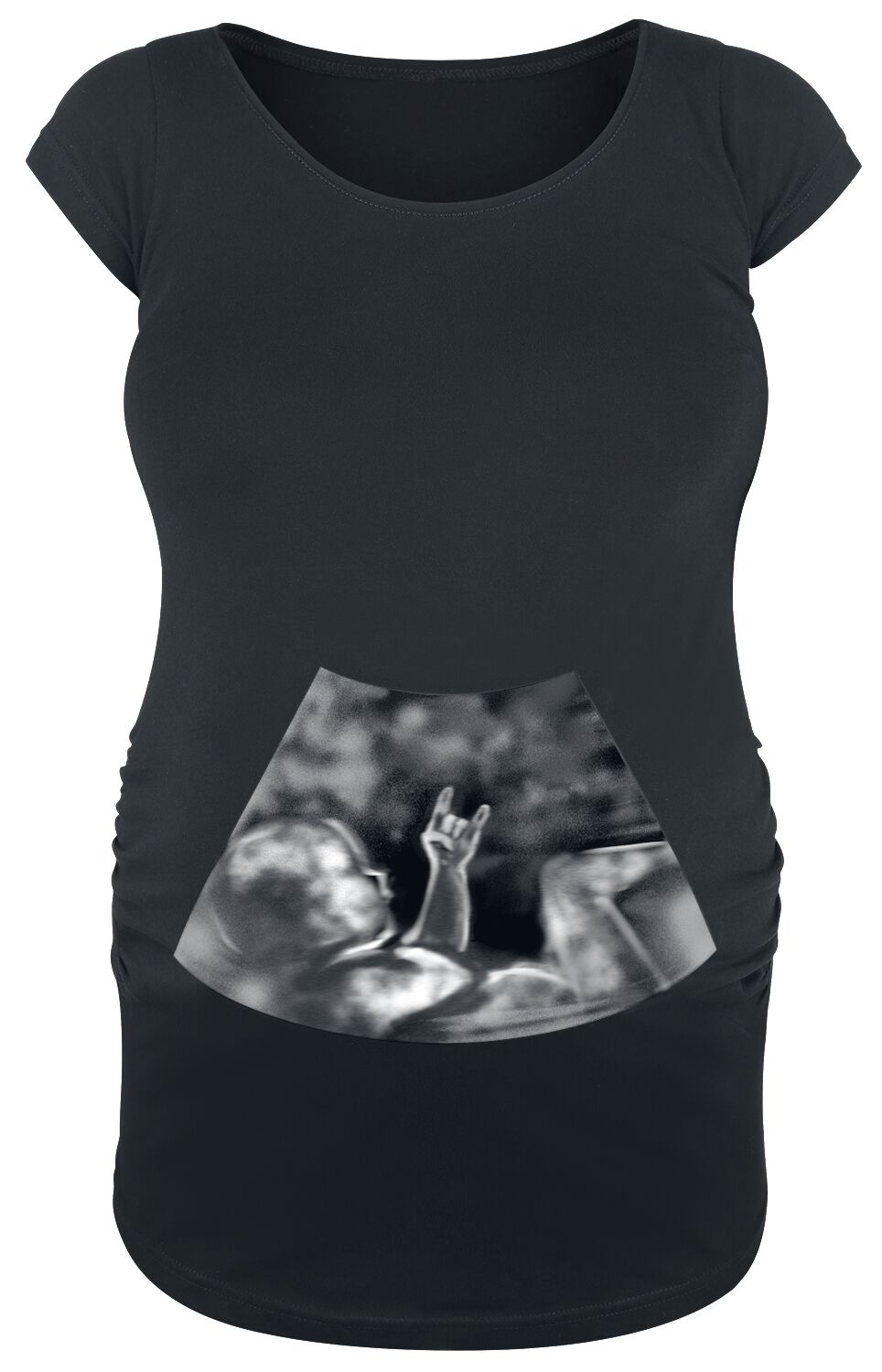 T-Shirt Manches courtes Fun de Vêtements de maternité - Ultrasound Metal Baby Hand - S à 3XL - pour Femme - noir - Vêtements de maternité