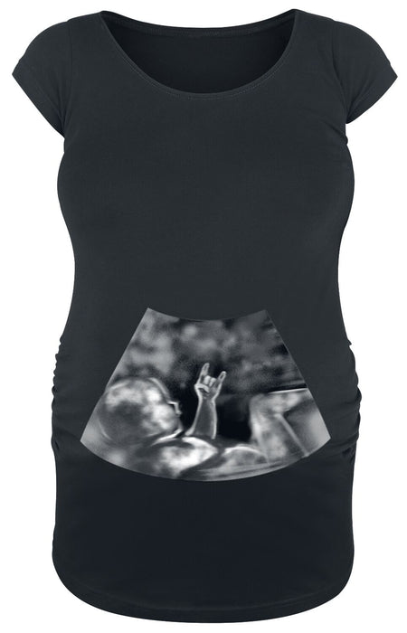 T-Shirt Manches courtes Fun de Vêtements de maternité - Ultrasound Metal Baby Hand - S à 3XL - pour Femme - noir - Vêtements de maternité