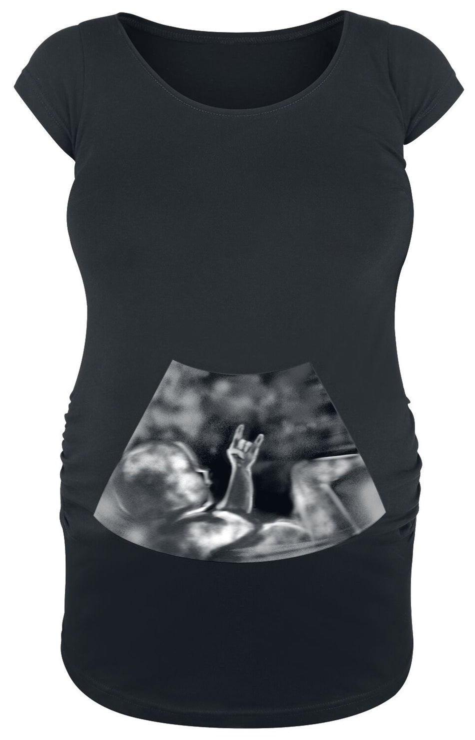 T-Shirt Manches courtes Fun de Vêtements de maternité - Ultrasound Metal Baby Hand - S à 3XL - pour Femme - noir - Vêtements de maternité