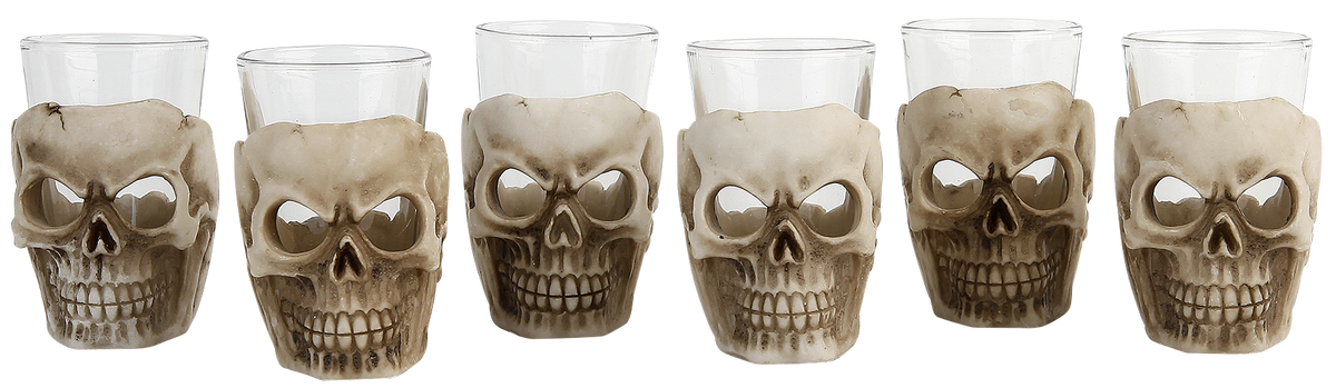 Lot de verres à shots Gothic de Nemesis Now - Six Shooter Skulls - pour Unisexe - blanc cassé - Nemesis Now - View 2