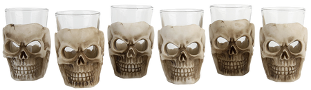 Lot de verres à shots Gothic de Nemesis Now - Six Shooter Skulls - pour Unisexe - blanc cassé - Nemesis Now - View 2
