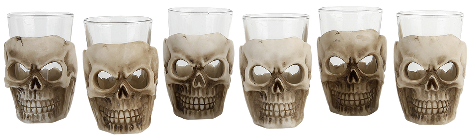 Lot de verres à shots Gothic de Nemesis Now - Six Shooter Skulls - pour Unisexe - blanc cassé - Nemesis Now - View 2