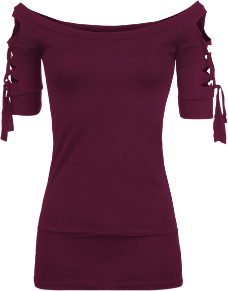 T-Shirt Manches courtes  de Outer Vision - Kork - XS à XL - pour Femme - bordeaux - Outer Vision - View 2