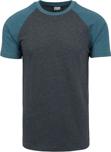 T-Shirt Manches courtes  de Urban Classics - T-Shirt Raglan Contrast - S à XXL - pour Homme - gris/bleu - Urban Classics