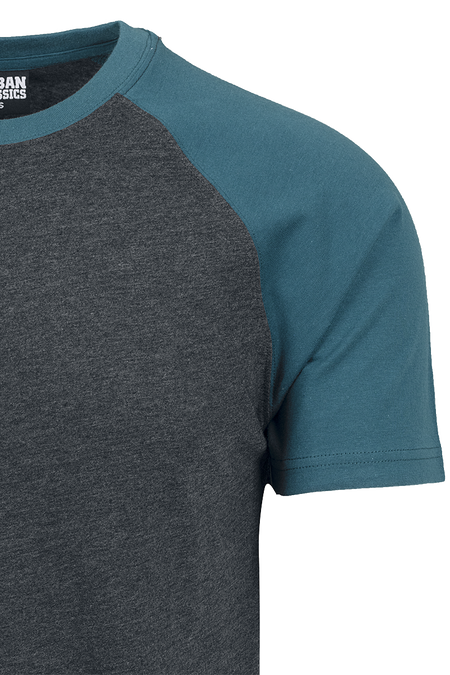 T-Shirt Manches courtes  de Urban Classics - T-Shirt Raglan Contrast - S à XXL - pour Homme - gris/bleu - Urban Classics - View 2