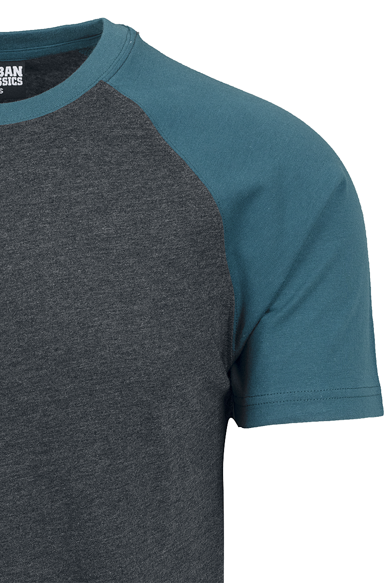 T-Shirt Manches courtes  de Urban Classics - T-Shirt Raglan Contrast - S à XXL - pour Homme - gris/bleu - Urban Classics - View 2