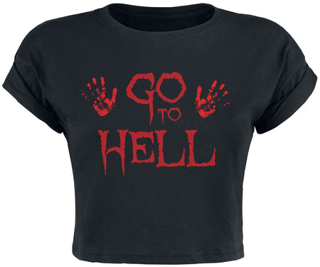 Top Fun de Slogans - Go To Hell Cropped Top - S à L - pour Femme - noir - Slogans
