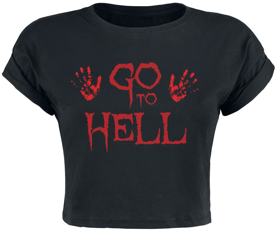Top Fun de Slogans - Go To Hell Cropped Top - S à L - pour Femme - noir - Slogans