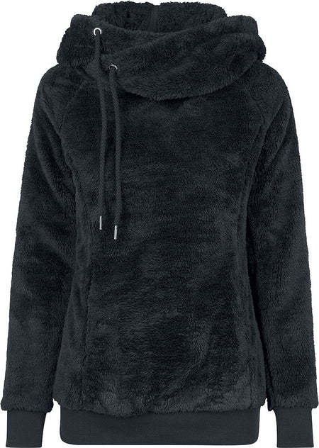 Sweat-shirt à capuche  de Urban Classics - Sweat À Capuche Femmes Long Teddy - XS à L - pour Femme - noir - Urban Classics