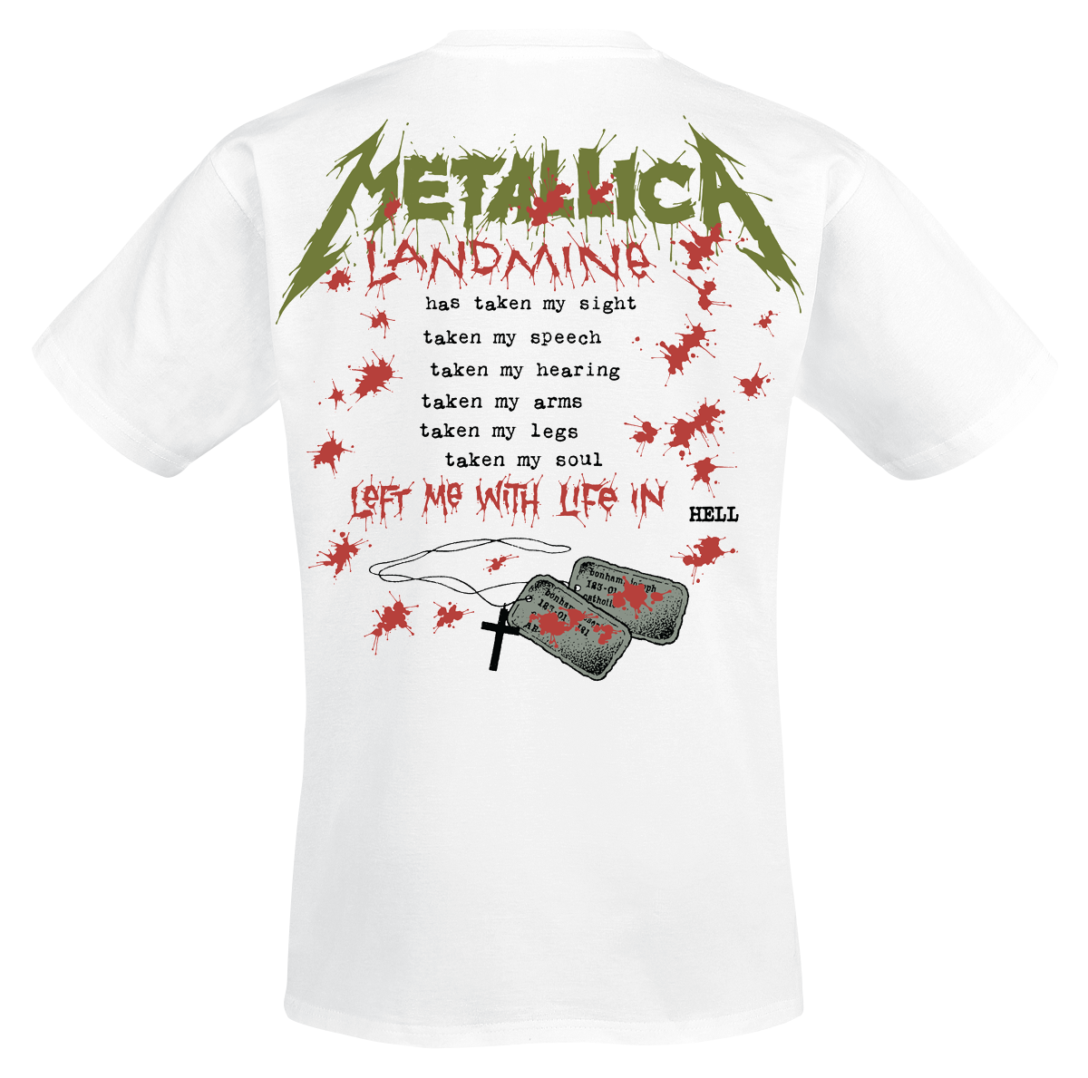 T-Shirt Manches courtes  de Metallica - One Landmine - S à 3XL - pour Homme - blanc - metallica - View 2