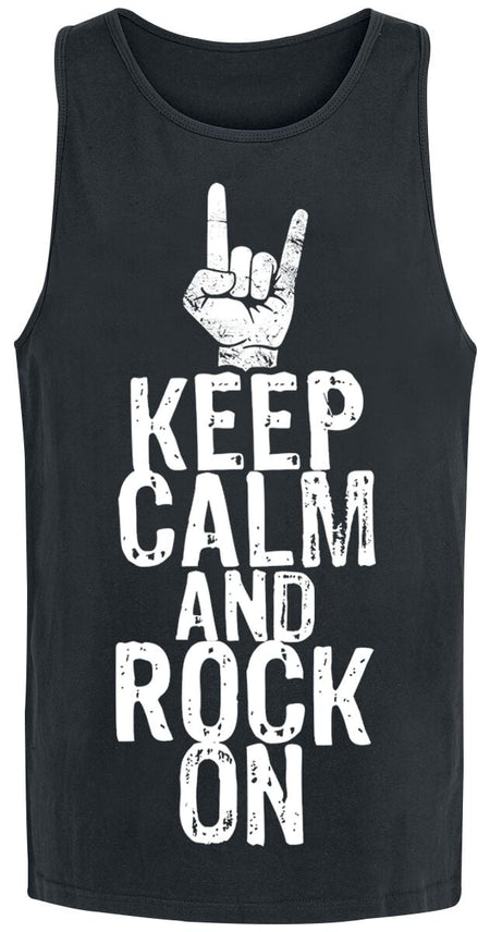 Débardeur Fun de Slogans - Keep Calm And Rock On - S à XXL - pour Homme - noir - Slogans