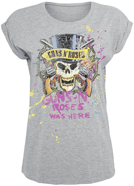 T-Shirt Manches courtes  de Guns N' Roses - Top Hat Splatter - S à 5XL - pour Femme - gris chiné - Guns N' Roses
