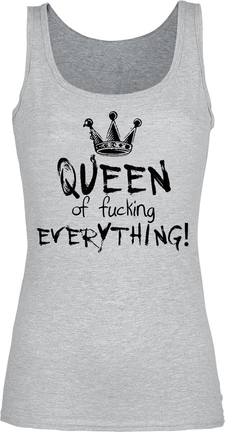 Top Fun de Slogans - Queen Of Fucking Everything - S à XXL - pour Femme - gris chiné - Slogans