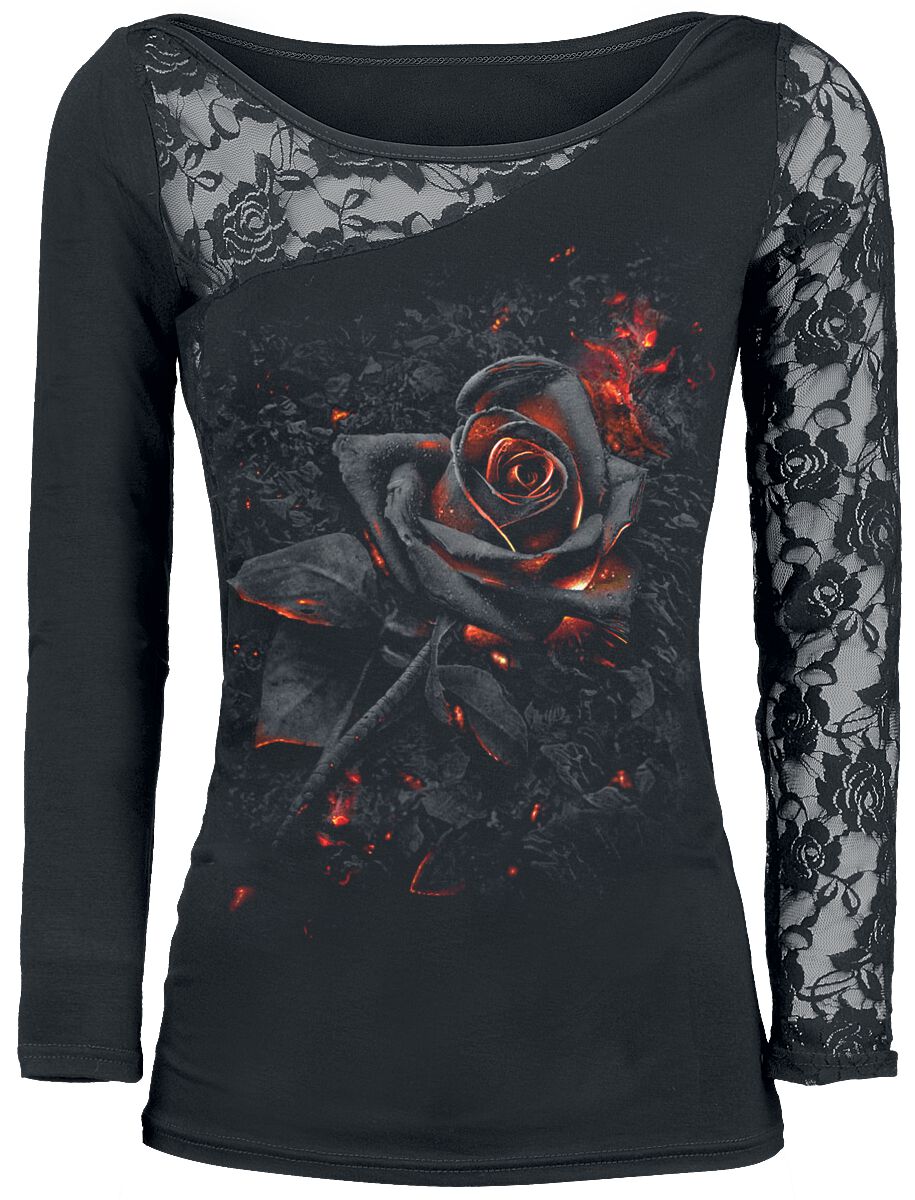 T-shirt manches longues Gothic de Spiral - Rose Brûlée - S à XXL - pour Femme - noir - Spiral