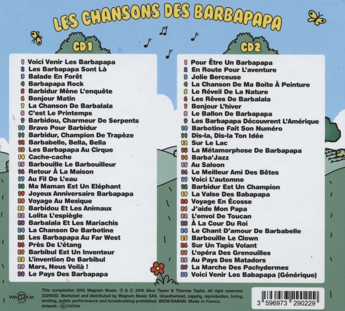 LES CHANSONS DES BARBAPAPA - Back Cover