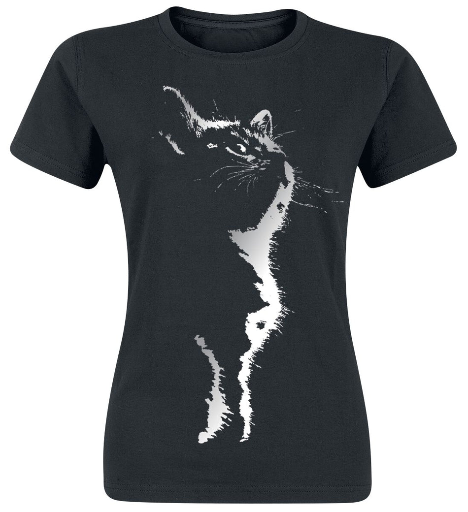 T-Shirt Manches courtes Fun de Tierisch - Cat Silhouette - XS à 3XL - pour Femme - noir - Tierisch