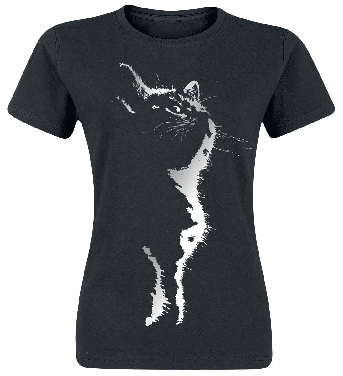 T-Shirt Manches courtes Fun de Tierisch - Cat Silhouette - XS à 3XL - pour Femme - noir - Tierisch