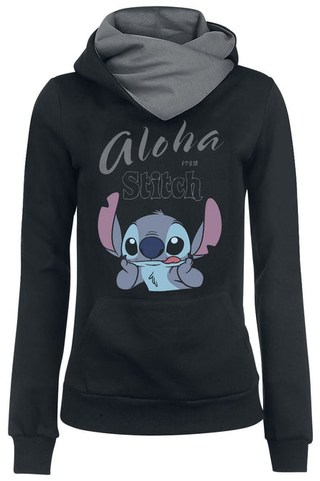 Sweat-shirt à capuche Disney de Lilo & Stitch - Aloha - XS à 5XL - pour Femme - noir/gris - Lilo & Stitch