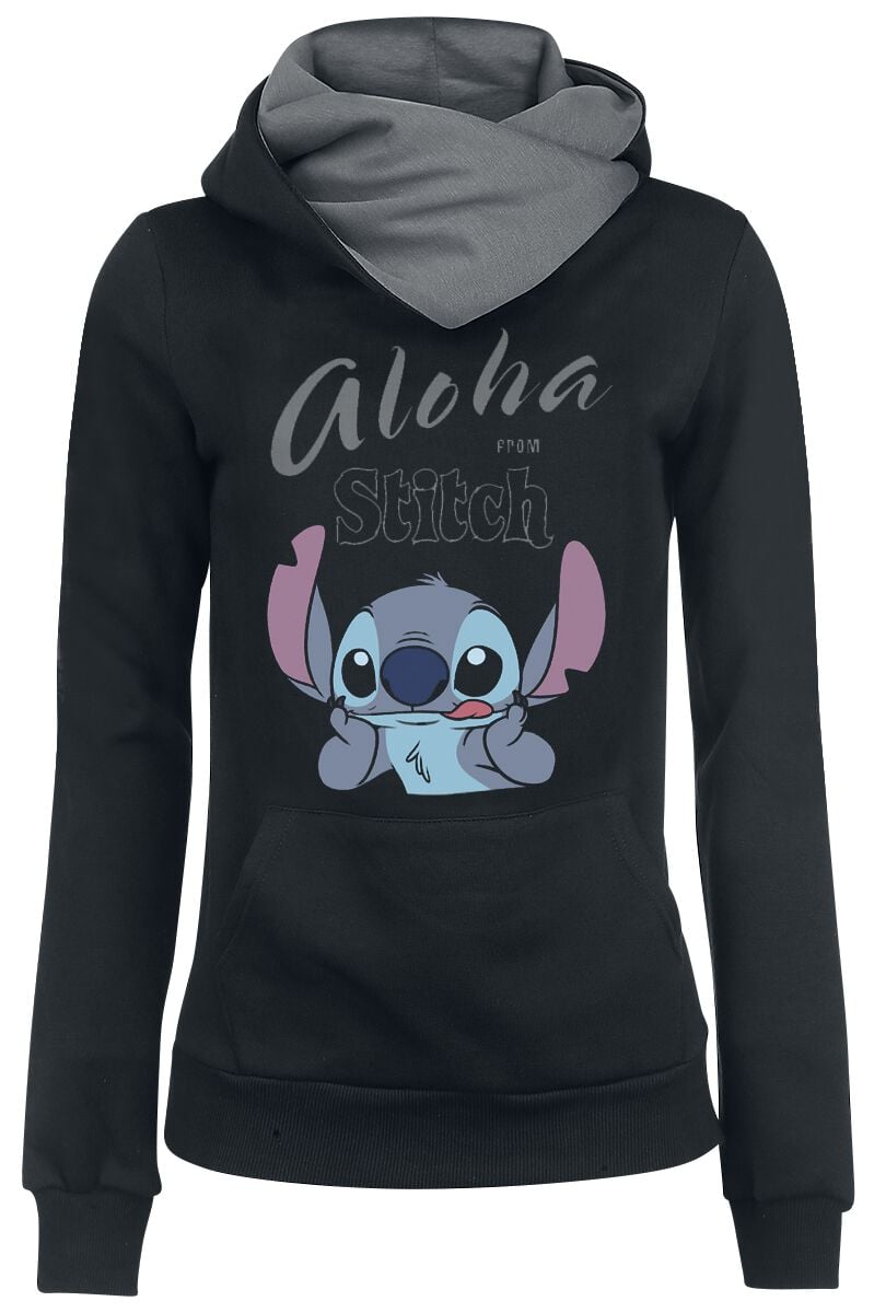Sweat-shirt à capuche Disney de Lilo & Stitch - Aloha - XS à 5XL - pour Femme - noir/gris - Lilo & Stitch