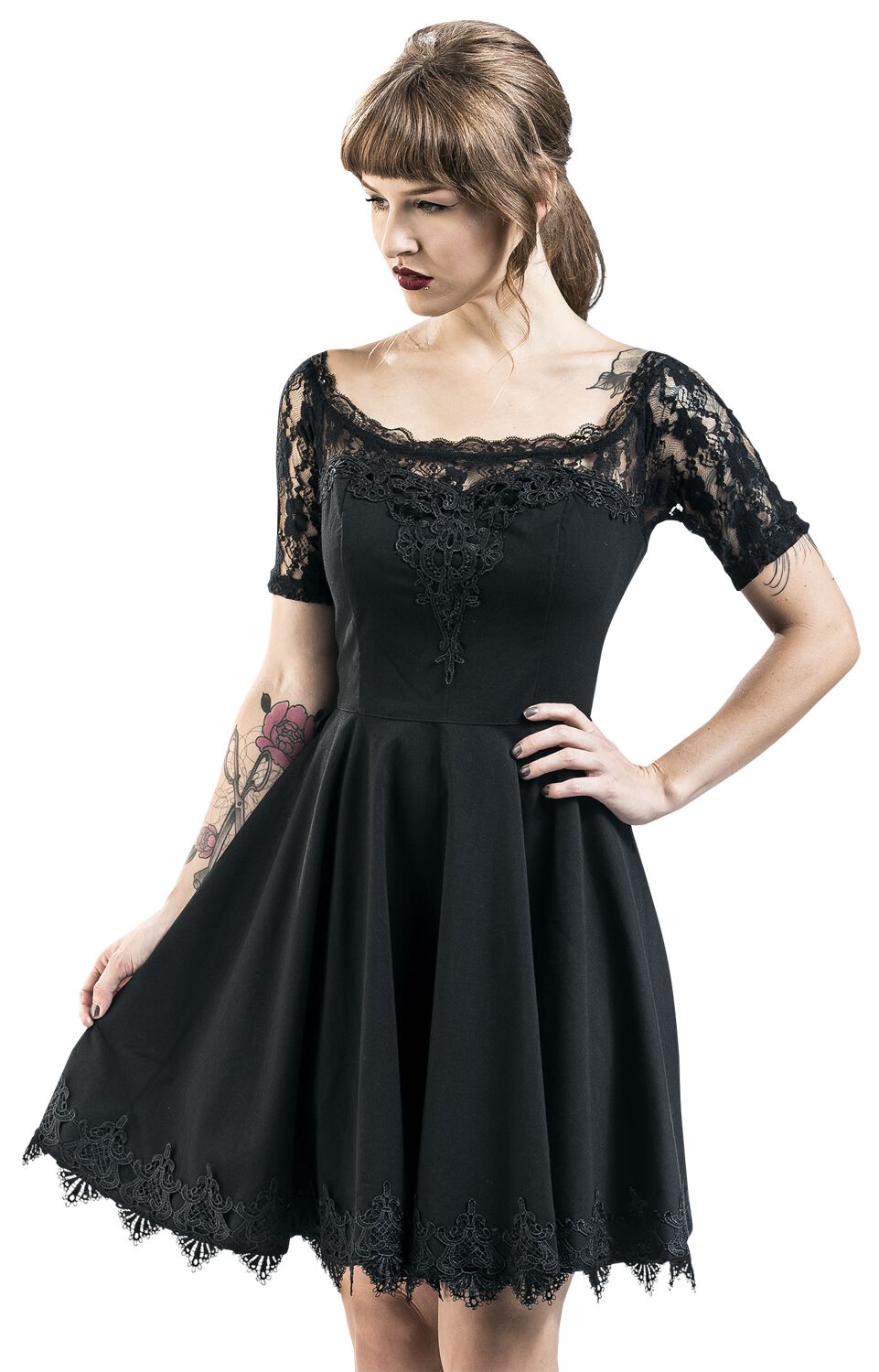 Robe mi-longue Gothic de Spin Doctor - Robe Courte Amara - XS à 4XL - pour Femme - noir - Spin Doctor