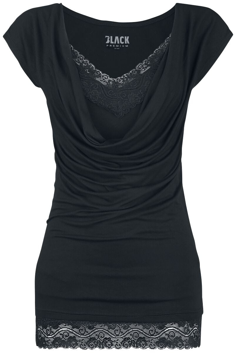T-Shirt Manches courtes  de Black Premium by EMP - Emma - S à 3XL - pour Femme - noir/noir - Black Premium by EMP