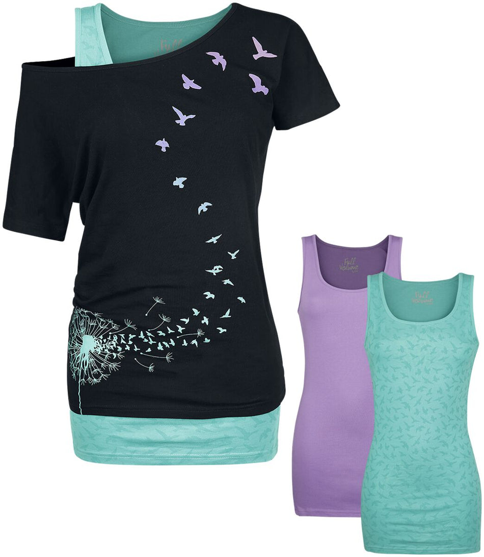 T-Shirt Manches courtes  de Full Volume by EMP - When The Heart Rules The Mind - S à XXL - pour Femme - noir - Full Volume by EMP