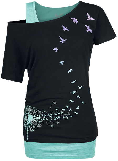 T-Shirt Manches courtes  de Full Volume by EMP - When The Heart Rules The Mind - S à XXL - pour Femme - noir - Full Volume by EMP - View 2