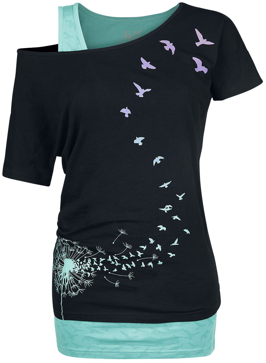 T-Shirt Manches courtes  de Full Volume by EMP - When The Heart Rules The Mind - S à XXL - pour Femme - noir - Full Volume by EMP - View 2